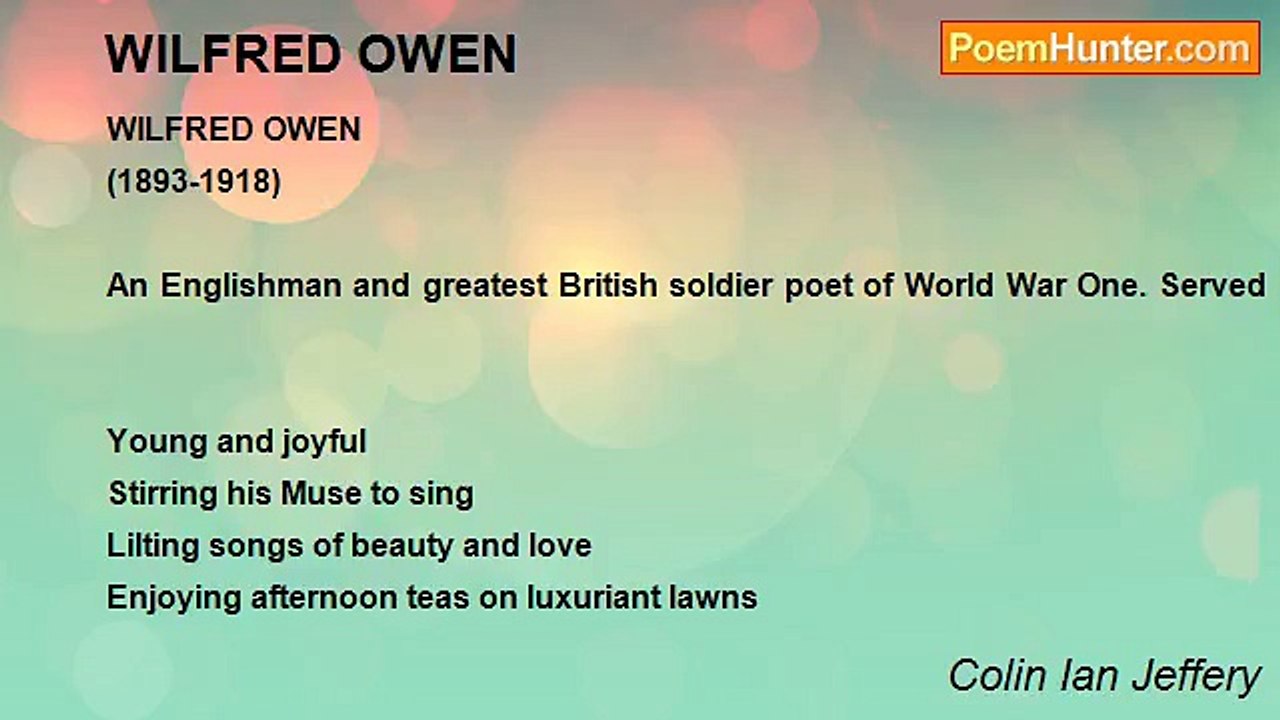 Colin Ian Jeffery - WILFRED OWEN