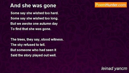 leinad yancm - And she was gone