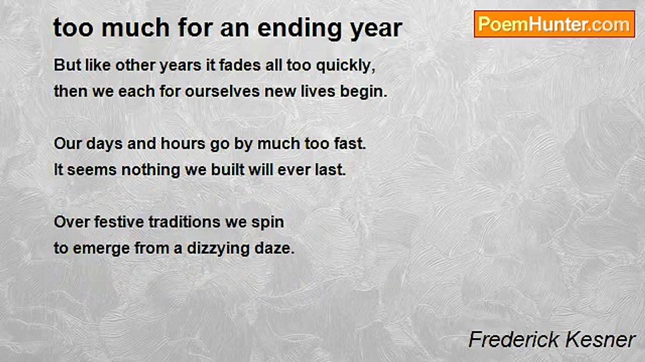 Frederick Kesner - too much for an ending year