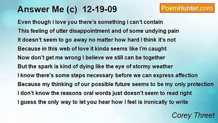 Corey Threet - Answer Me (c)  12-19-09