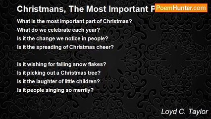 Loyd C. Taylor - Christmans, The Most Important Part