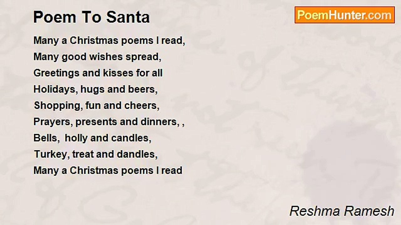 Reshma Ramesh - Poem To Santa