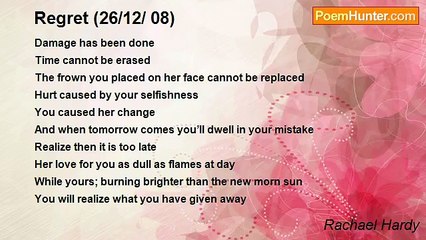 Rachael Hardy - Regret (26/12/ 08)