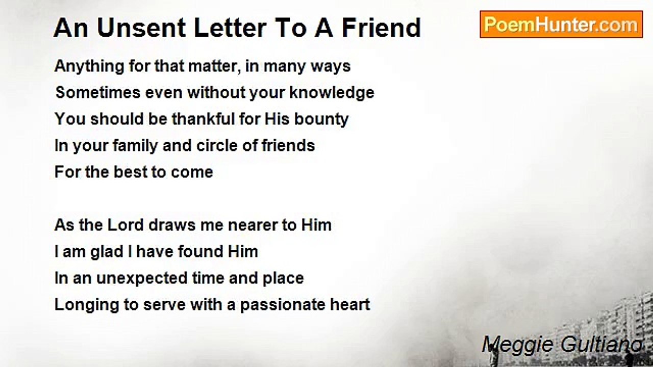 Meggie Gultiano - An Unsent Letter To A Friend