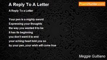 Meggie Gultiano - A Reply To A Letter