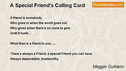 Meggie Gultiano - A Special Friend's Calling Card