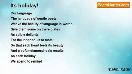 malini kadir - Its holiday!