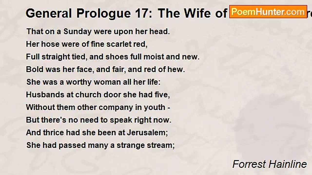 Forrest Hainline - General Prologue 17: The Wife of Bath - Geoffrey Chaucer (Forrest Hainline's Minimalist Translation)