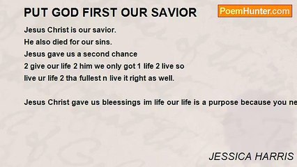 JESSICA HARRIS - PUT GOD FIRST OUR SAVIOR