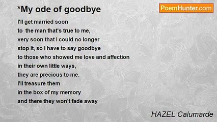 HAZEL Calumarde - *My ode of goodbye