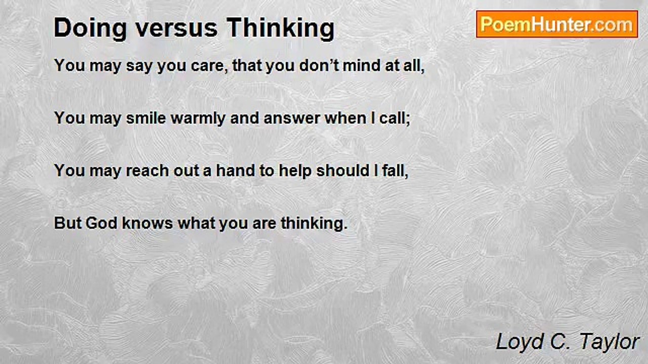 Loyd C. Taylor - Doing versus Thinking