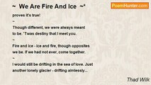 Thad Wilk - ~  We Are Fire And Ice  ~*