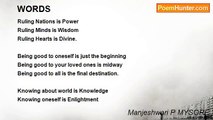 Manjeshwari P MYSORE - WORDS