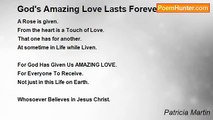 Patricia Martin - God's Amazing Love Lasts Forever! ! !