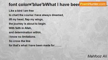 Mahfooz Ali - font color='blue'bWhat I have been made for……..