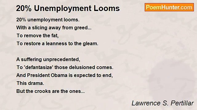 Lawrence S. Pertillar - 20% Unemployment Looms
