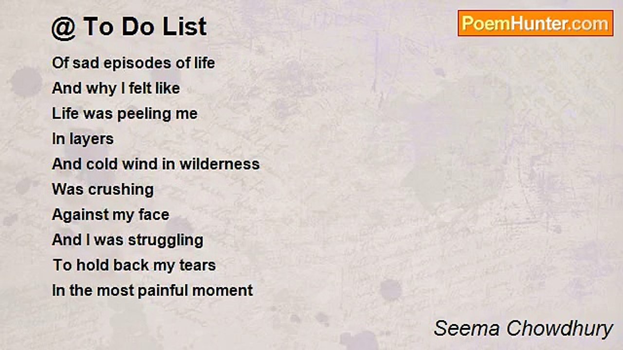 Seema Chowdhury - To Do List