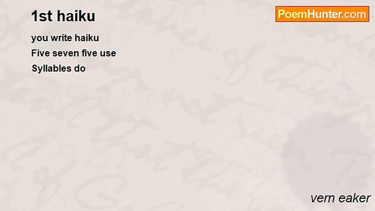 vern eaker - 1st haiku