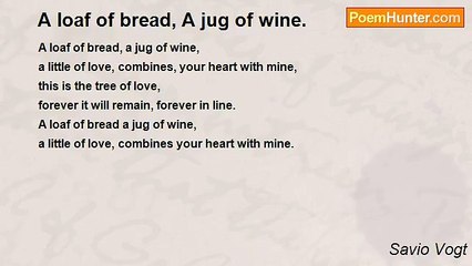 Savio Vogt - A loaf of bread, A jug of wine.