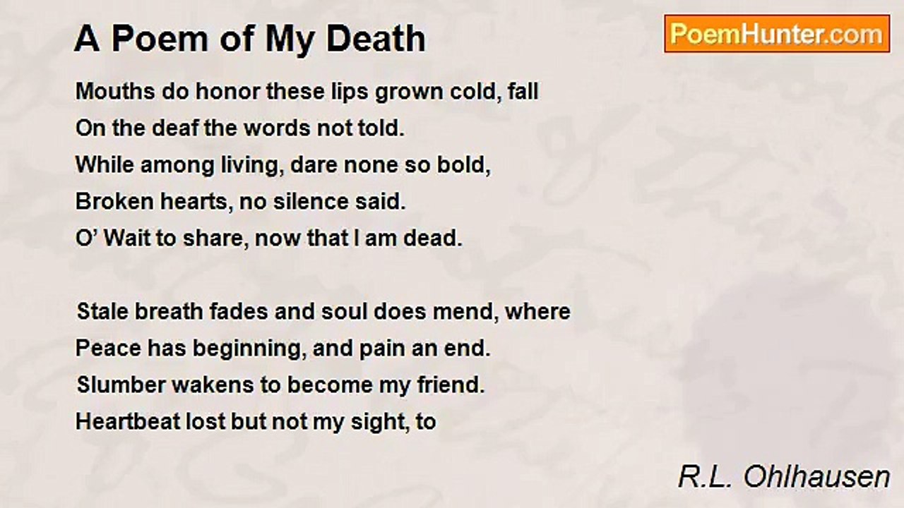 R.L. Ohlhausen - A Poem of My Death