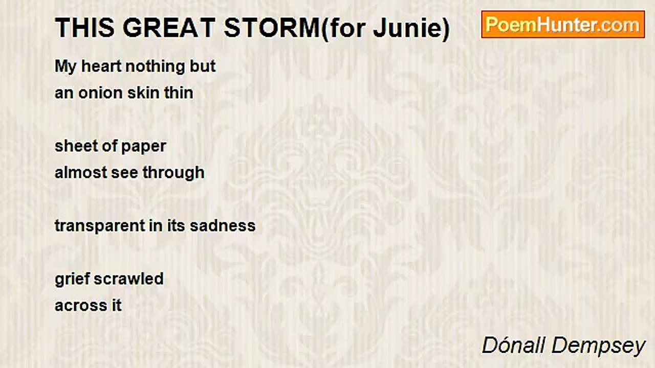 Dónall Dempsey - THIS GREAT STORM(for Junie)