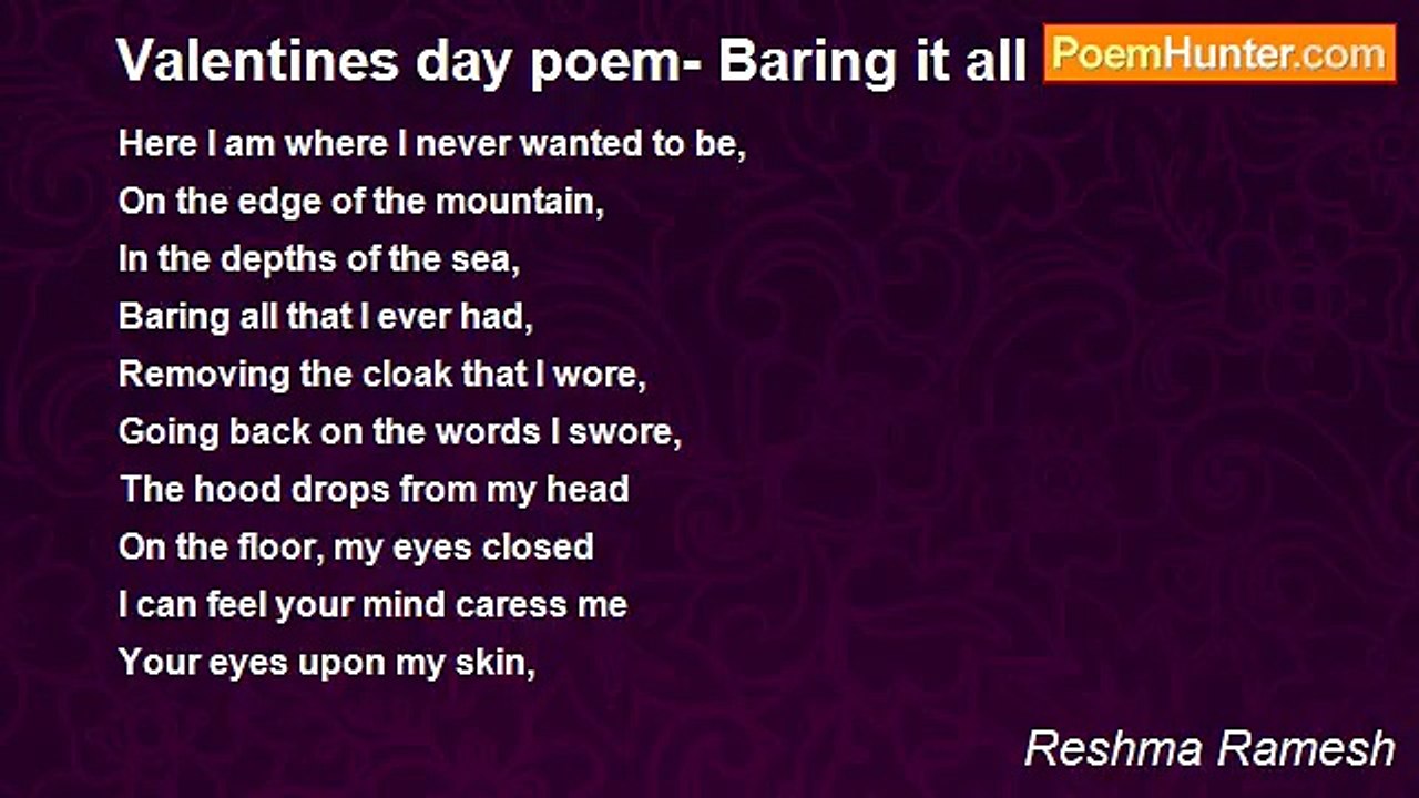 Reshma Ramesh - Valentines day poem- Baring it all