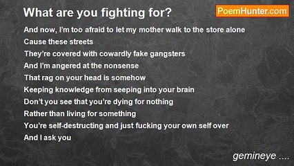 gemineye .... - What are you fighting for?