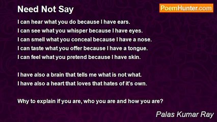Palas Kumar Ray - Need Not Say