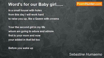 Sebastine Humaemo - Word's for our Baby girl......