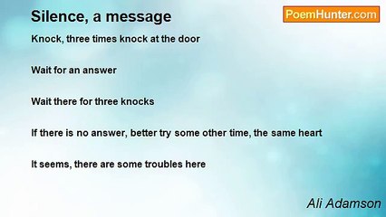 Ali Adamson - Silence, a message