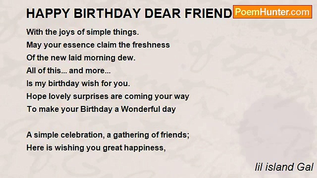lil island Gal - HAPPY BIRTHDAY DEAR FRIEND