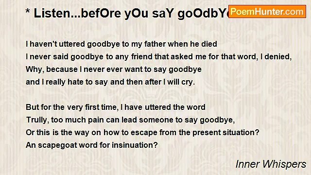 Inner Whispers - * Listen...befOre yOu saY goOdbYe.