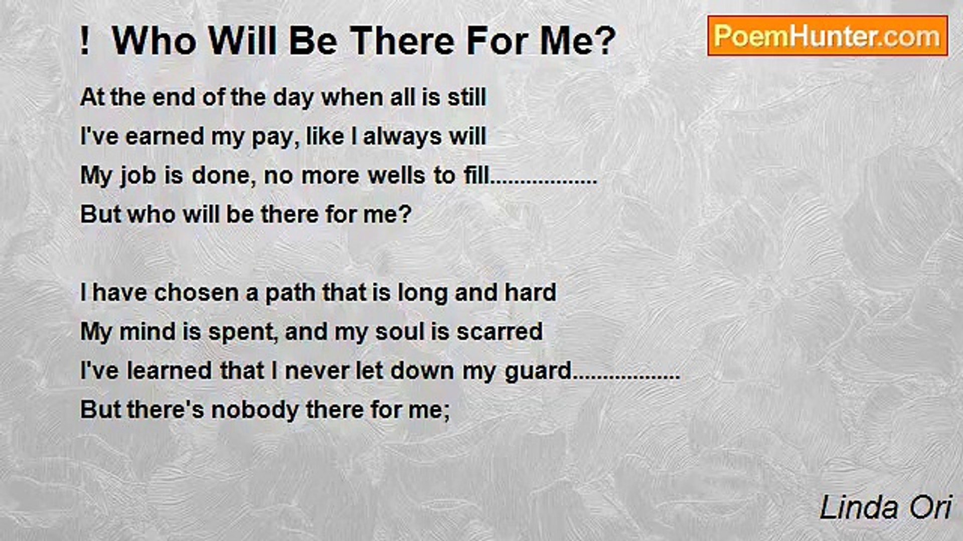 Linda Ori - !  Who Will Be There For Me?