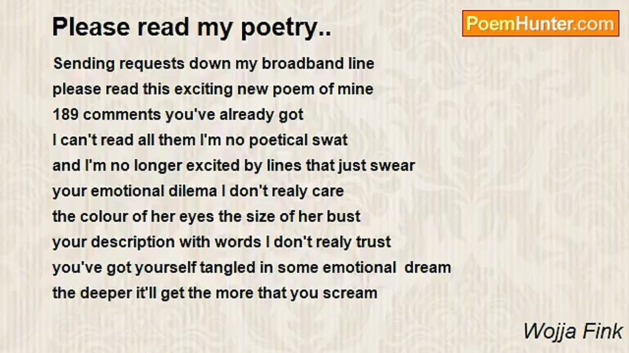 Wojja Fink - Please read my poetry..