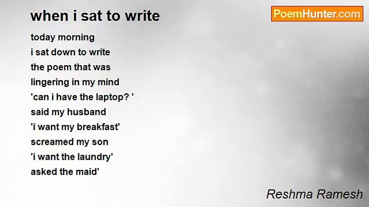 Reshma Ramesh - when i sat to write