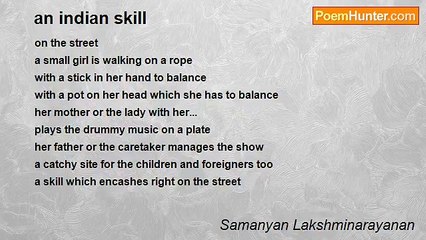 Samanyan Lakshminarayanan - an indian skill