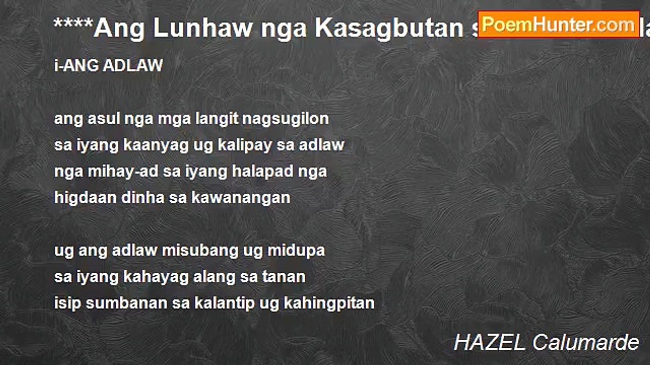 HAZEL Calumarde - ****Ang Lunhaw nga Kasagbutan sa Bulan sa Marso