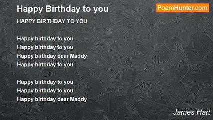 James Hart - Happy Birthday to you