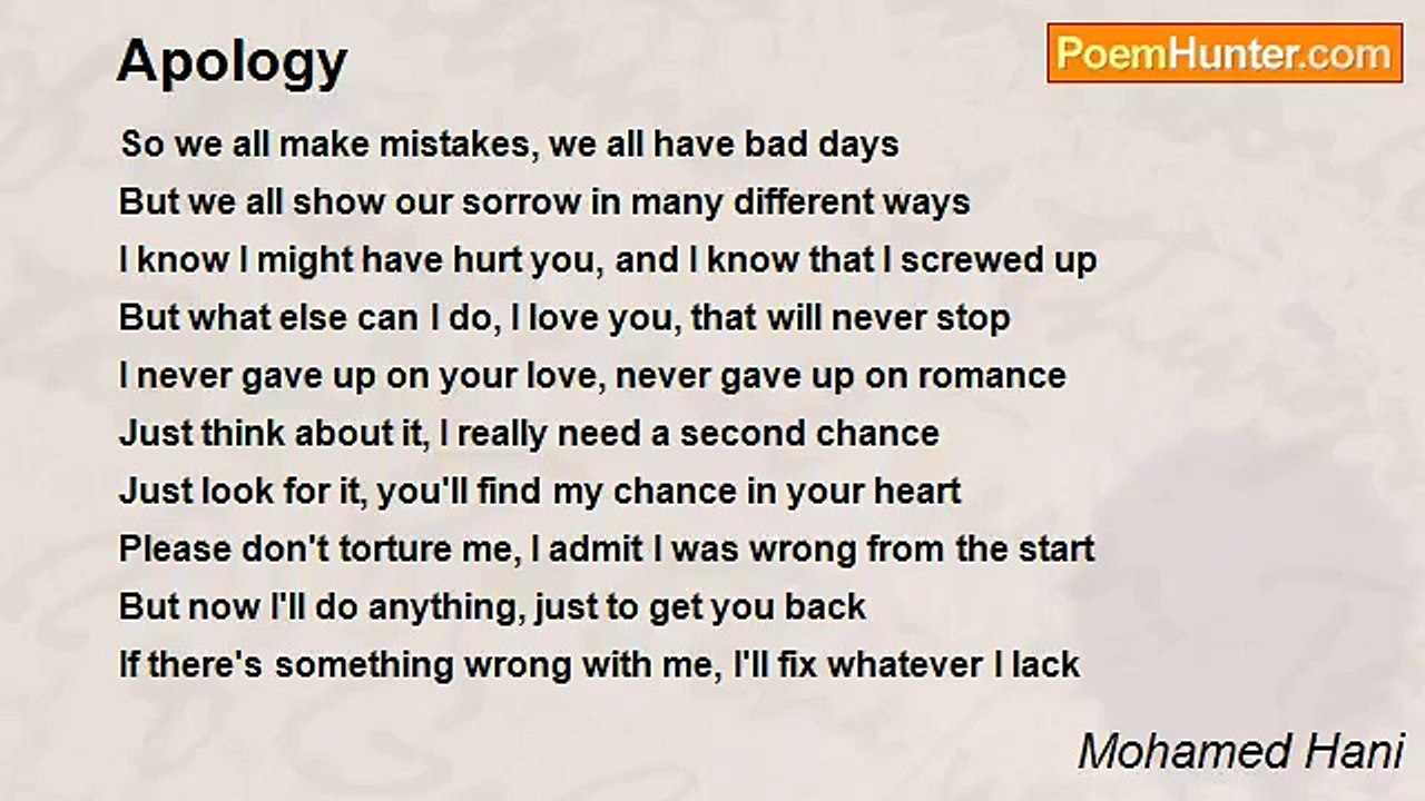 Mohamed Hani - Apology
