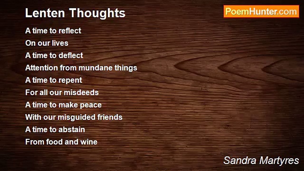 Sandra Martyres - Lenten Thoughts