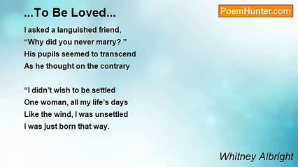 Whitney Albright - ...To Be Loved...