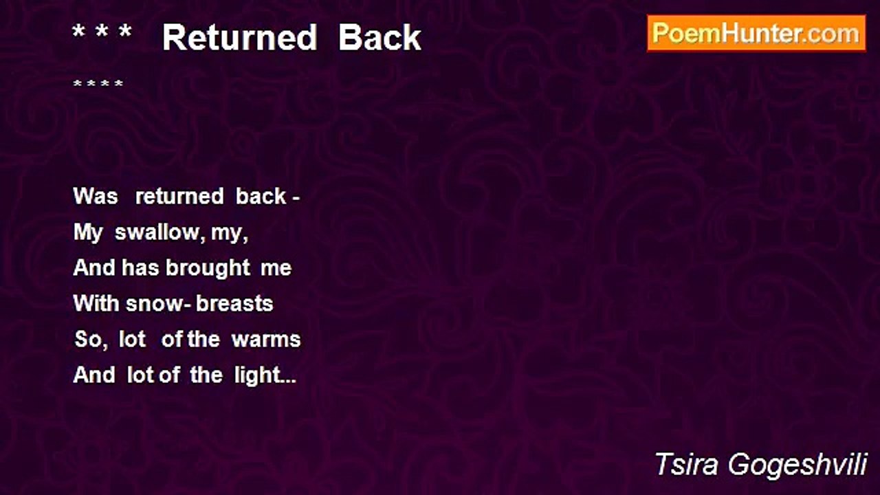 Tsira Gogeshvili - * * *   Returned  Back