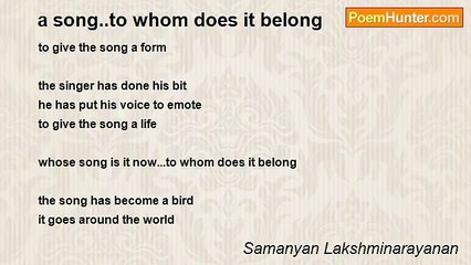 Samanyan Lakshminarayanan - a song..to whom does it belong