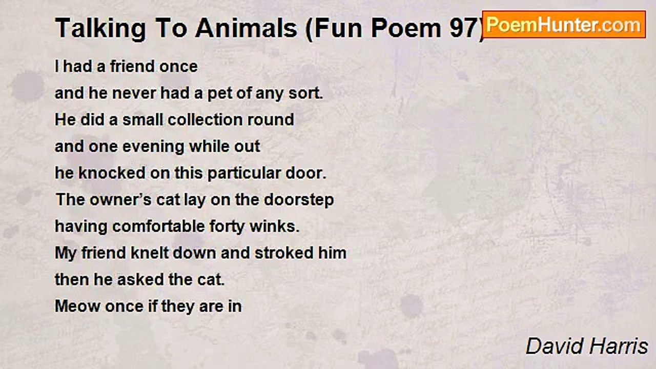 David Harris - Talking To Animals (Fun Poem 97)