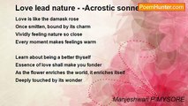 Manjeshwari P MYSORE - Love lead nature - -Acrostic sonnet- -