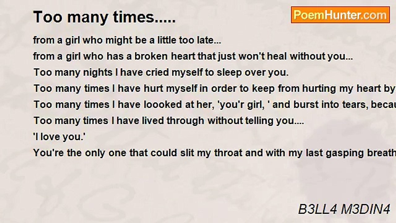 B3LL4 M3DIN4 - Too many times.....