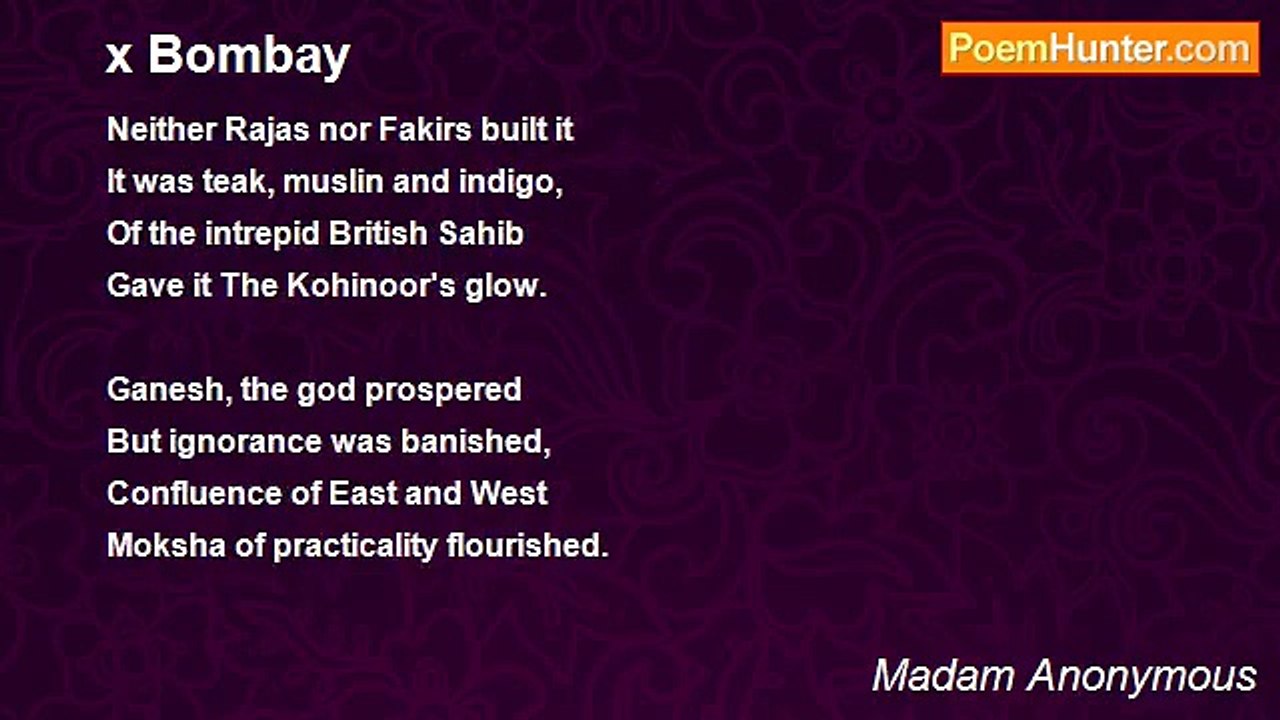 Madam Anonymous - x Bombay