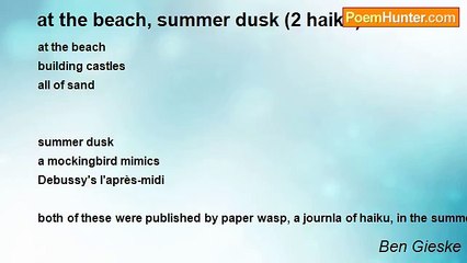 Ben Gieske - at the beach, summer dusk (2 haiku)