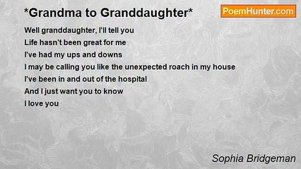Sophia Bridgeman - *Grandma to Granddaughter*