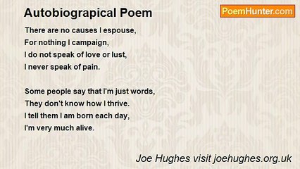 Joe Hughes visit joehughes.org.uk - Autobiograpical Poem